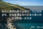 每日大赛国内赛况全曝光：今日官网发布、在线直播互动与反差大赛火热对决数据一览无余