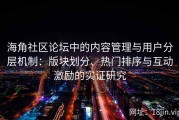 海角社区论坛中的内容管理与用户分层机制：版块划分、热门排序与互动激励的实证研究