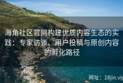 海角社区官网构建优质内容生态的实践：专家访谈、用户投稿与原创内容的孵化路径