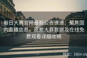 每日大赛官网最新公告速递：聚焦国内直播信息、反差大赛数据及在线免费观看详细攻略