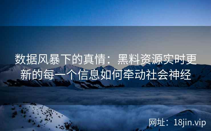 数据风暴下的真情：黑料资源实时更新的每一个信息如何牵动社会神经