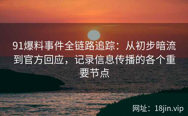 91爆料事件全链路追踪：从初步暗流到官方回应，记录信息传播的各个重要节点